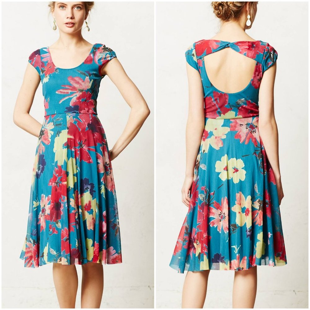 Anthropologie Quinby Dress large LP petite floral